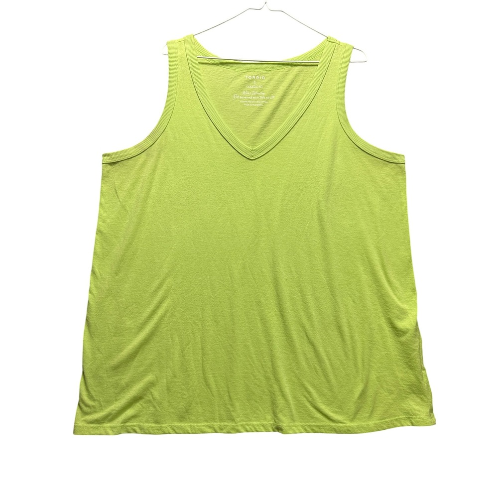 Torrid Tank Top Women 2 Lime Green V-Neck Classic Fit Sleeveless 40185250